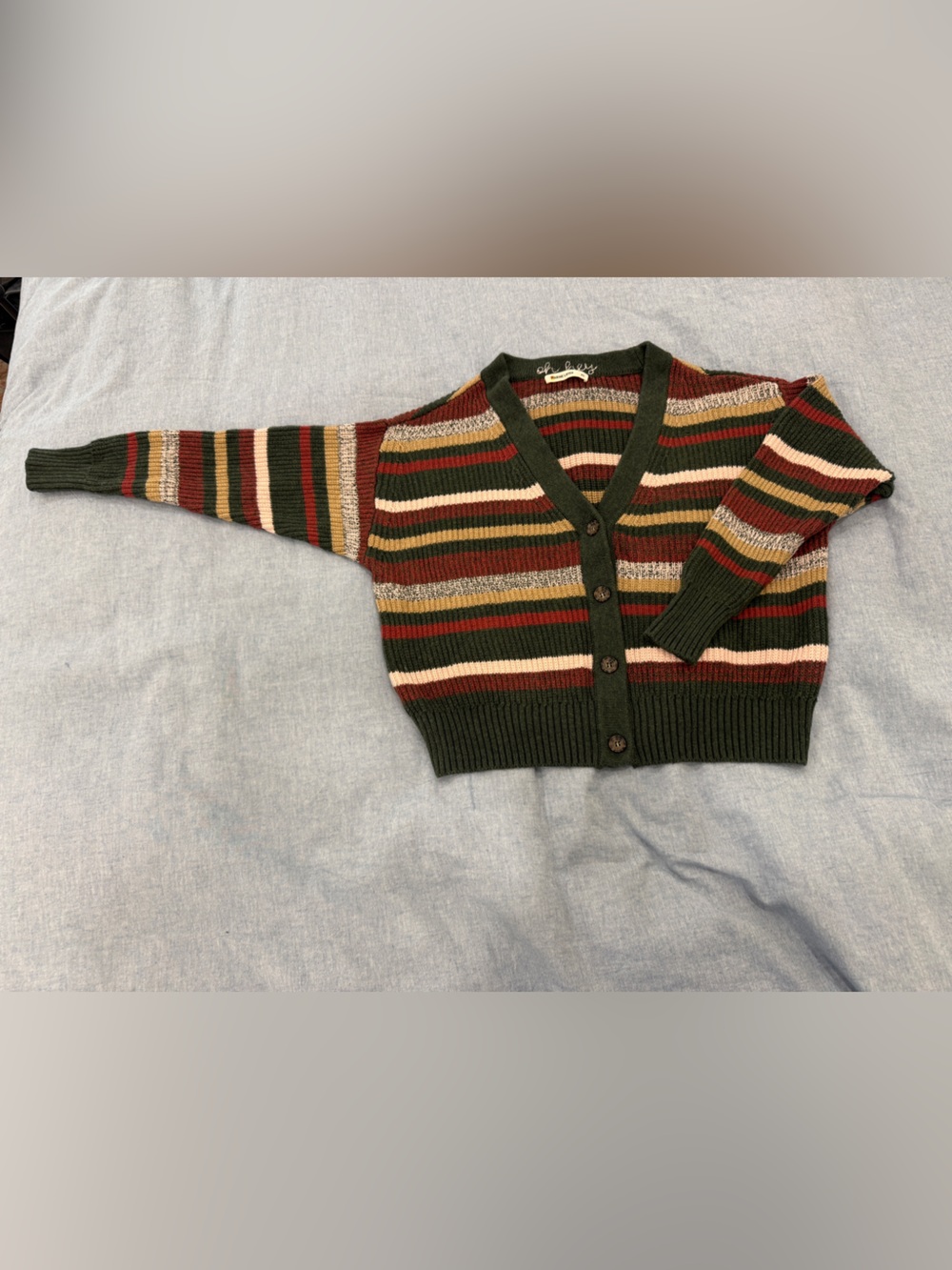 Marine Layer Striped Button-Front Cardigan Sweater - Green Multi Size XS